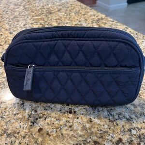 Navy Quilted and insulated Cosmetic Pouch